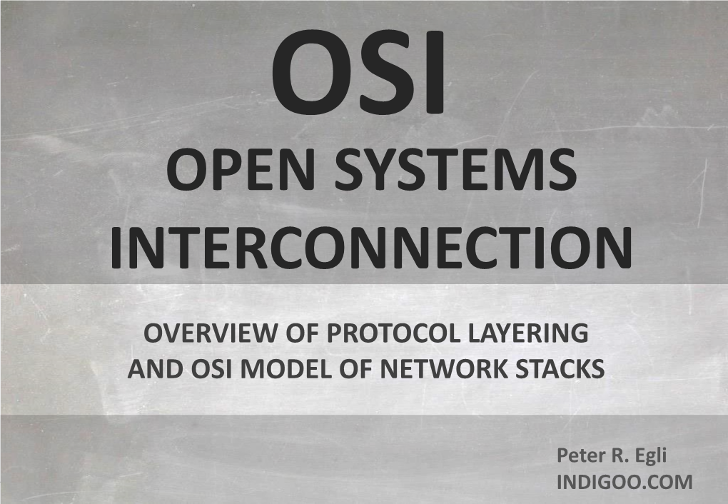Overview of Protocol Layering and Osi Model of Network Stacks