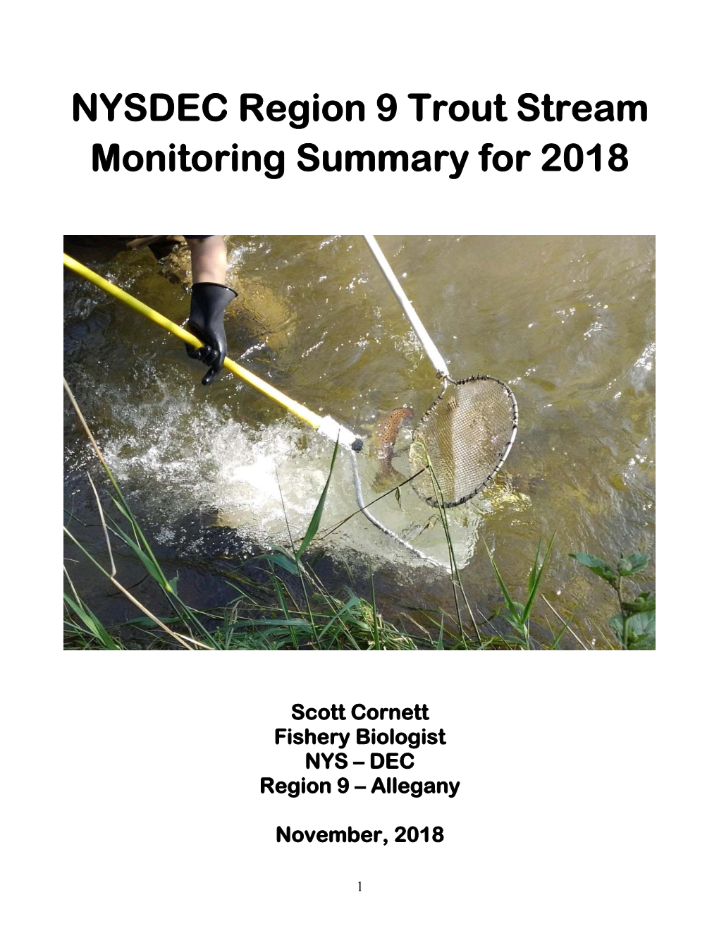 NYSDEC Region 9 Trout Stream Monitoring Summary for 2018