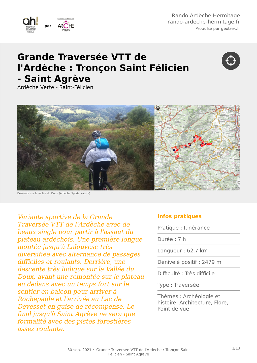 Grande Traversée VTT De L'ardèche : Tronçon Saint Félicien - Saint Agrève Ardèche Verte - Saint-Félicien