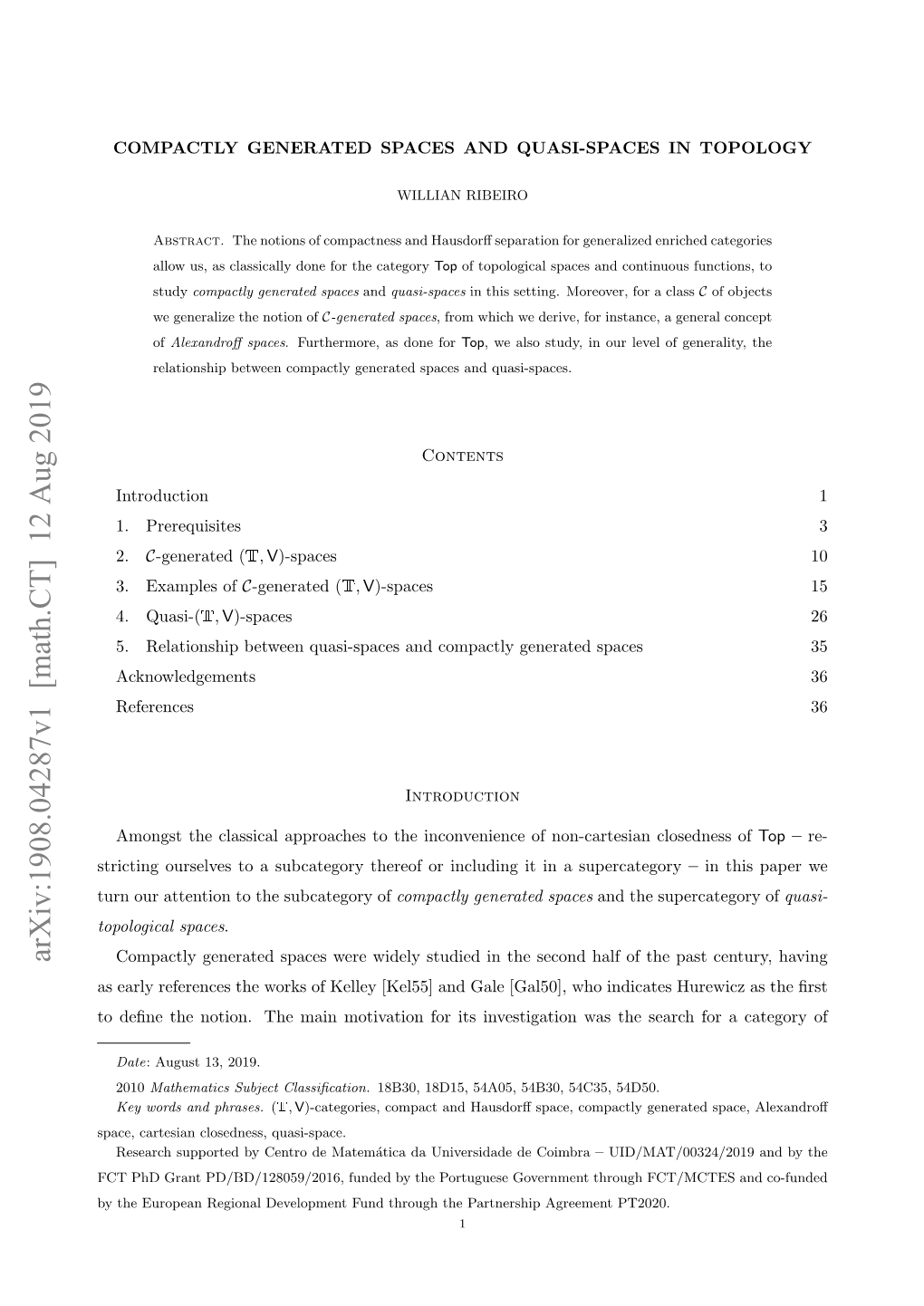 Arxiv:1908.04287V1 [Math.CT] 12 Aug 2019