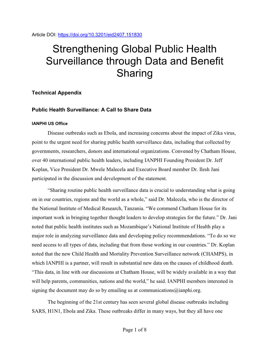 Strengthening Global Public Health Surveillance Through Data and Benefit Sharing