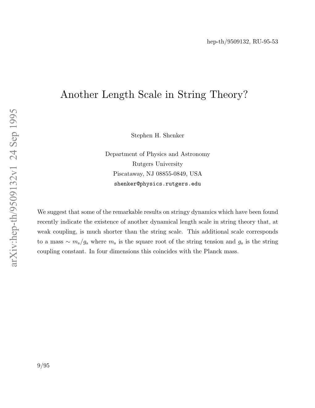 Another Length Scale in String Theory?