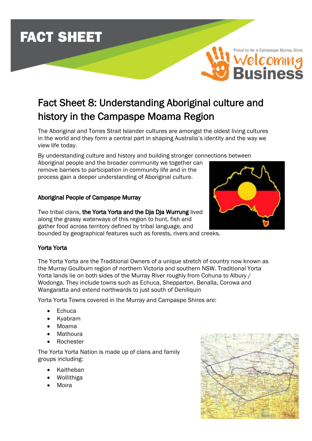 Fact Sheet 8: Understanding Aboriginal Culture and History in The