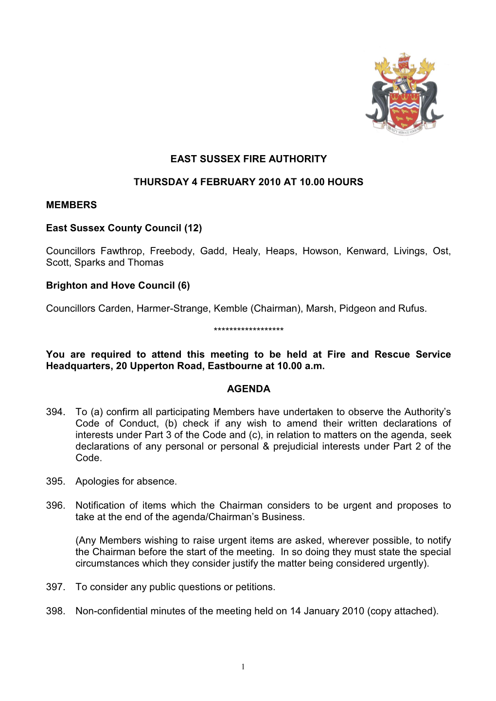 East Sussex Fire Authority