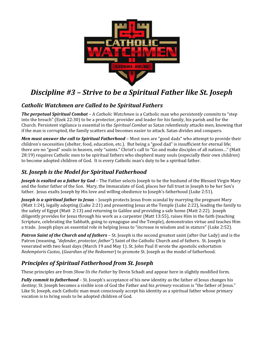 Discipline #3 Strive to Be a Spiritual Father Like St. Joseph