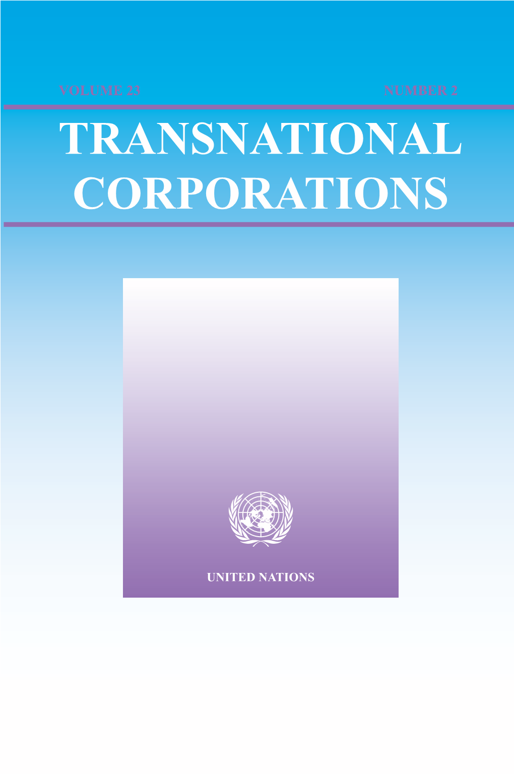 Transnational Corporations Journal Unctad.Org/Tnc