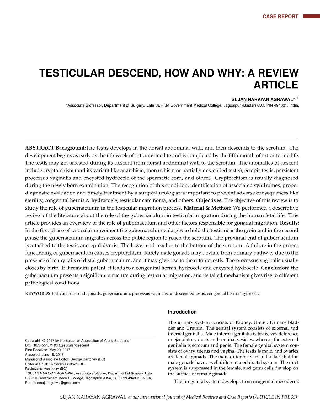 Testicular Descend, How and Why: a Review Article