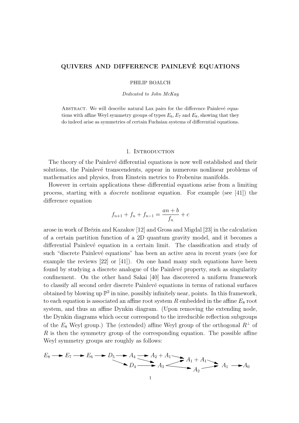 Quivers and Difference Painlevé Equations