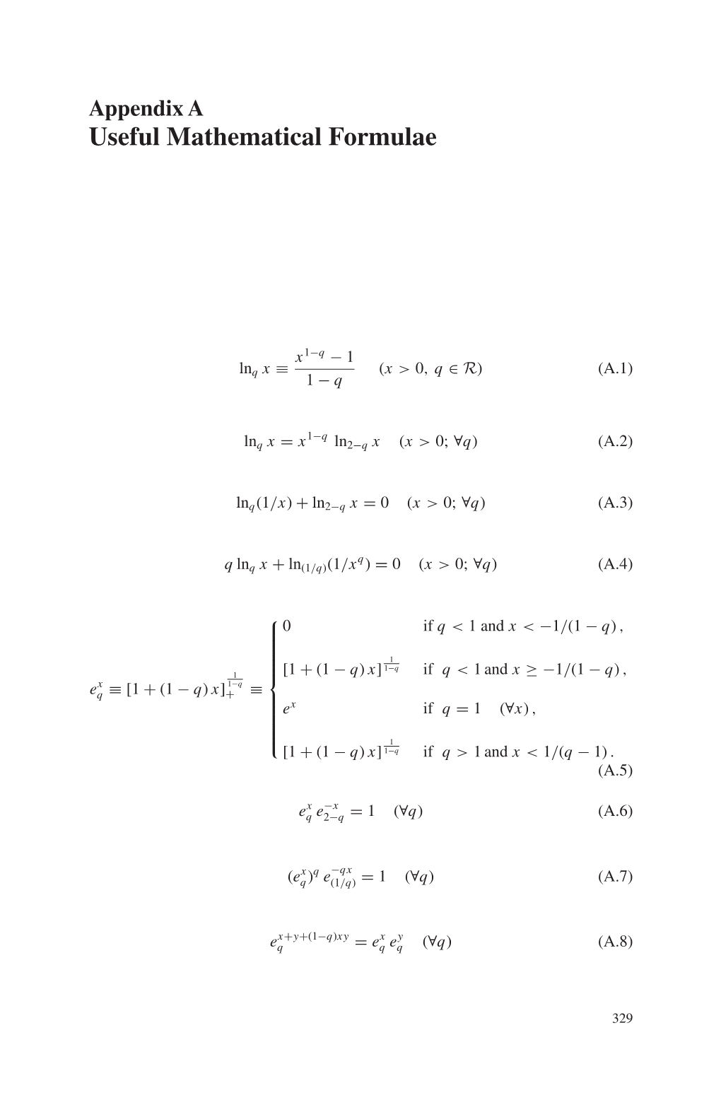 Useful Mathematical Formulae