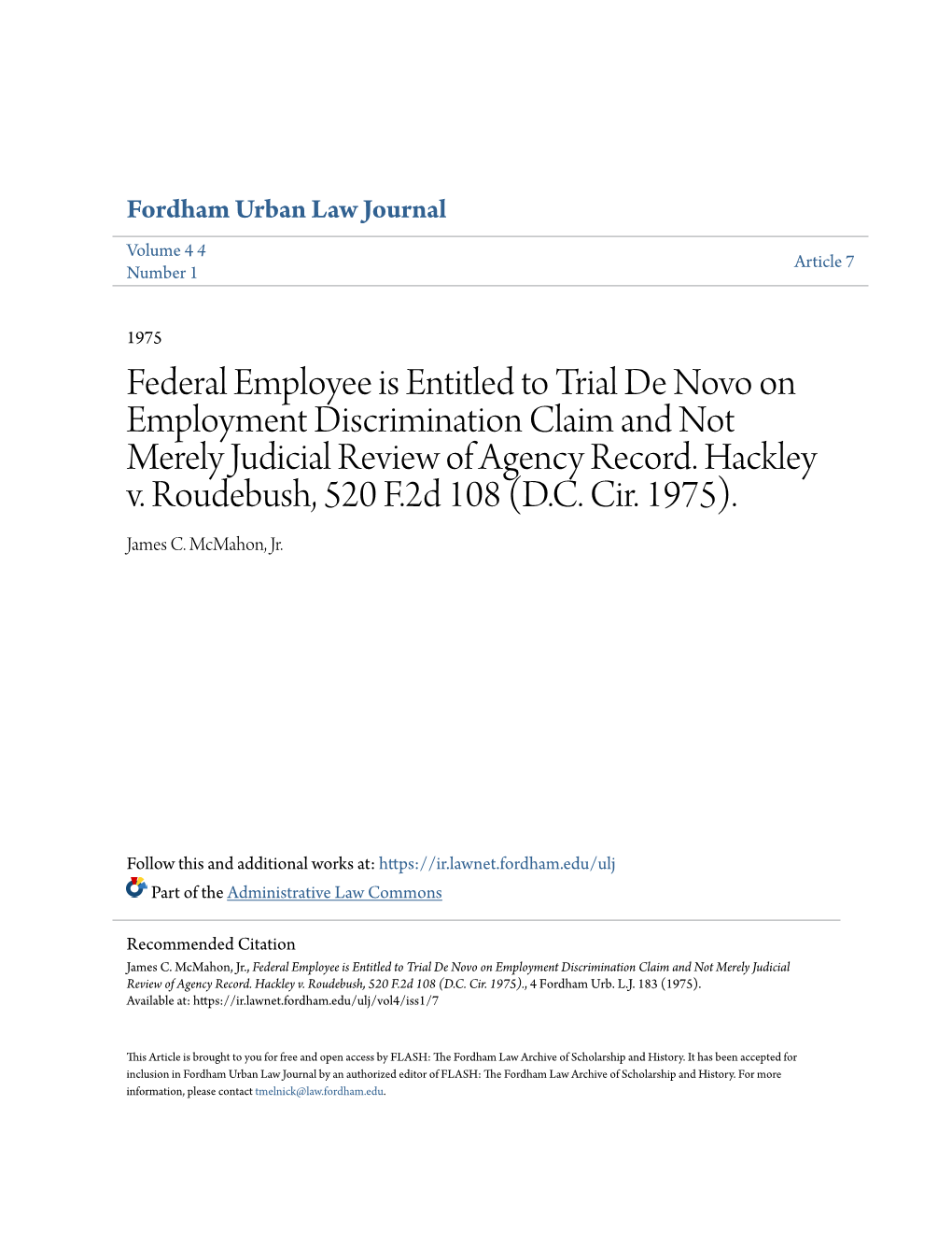 Federal Employee Is Entitled to Trial De Novo on Employment Discrimination Claim and Not Merely Judicial Review of Agency Record