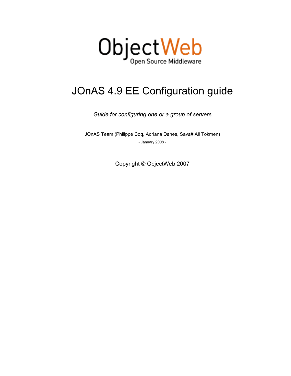 Jonas 4.9 EE Configuration Guide