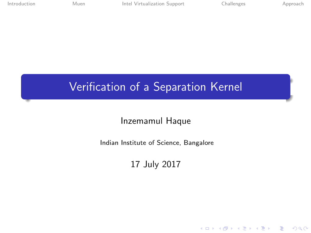 Verification of a Separation Kernel