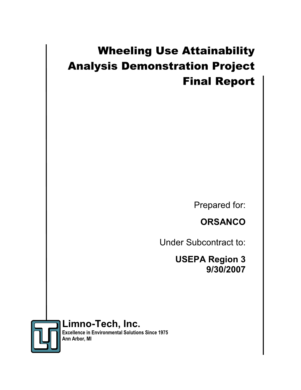 Wheeling Use Attainability Analysis Demonstration Project Final Report