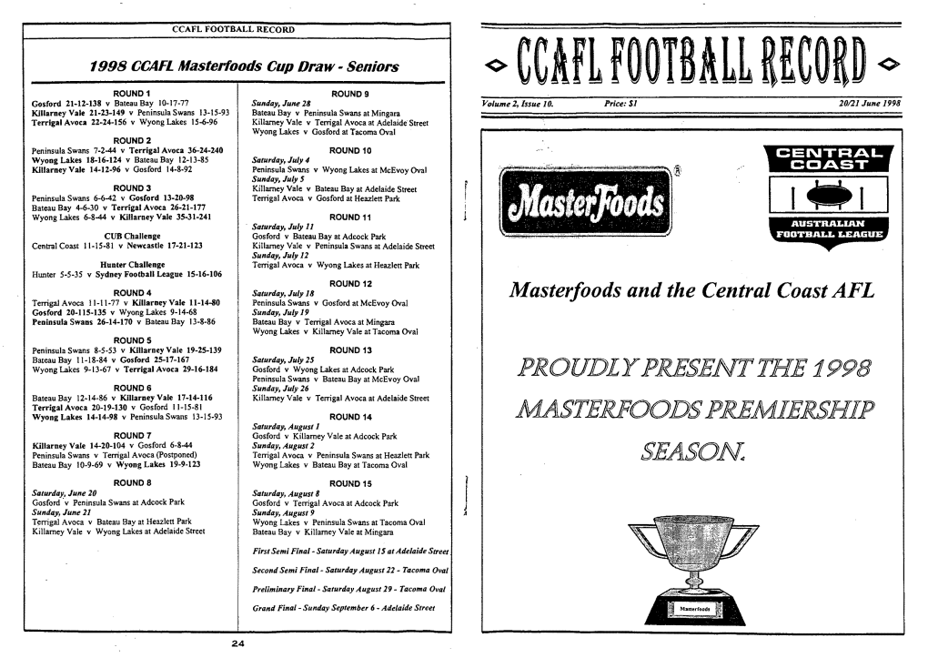 &lt;&gt; CCAFL FOOTBALL RECORD &lt;&gt;