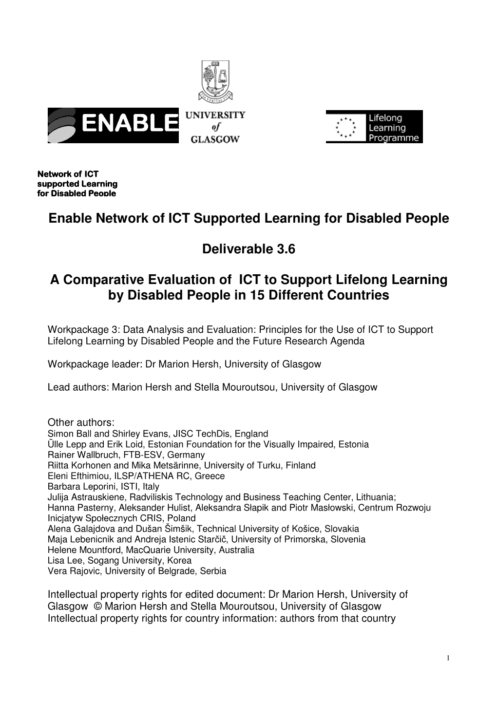 A Comparative Evaluation of ICT to Support Lifelong Learning by Disabled People in 15 Different Countries