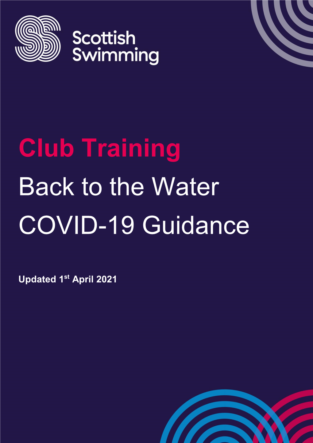 Club Training Back to the Water COVID-19 Guidance