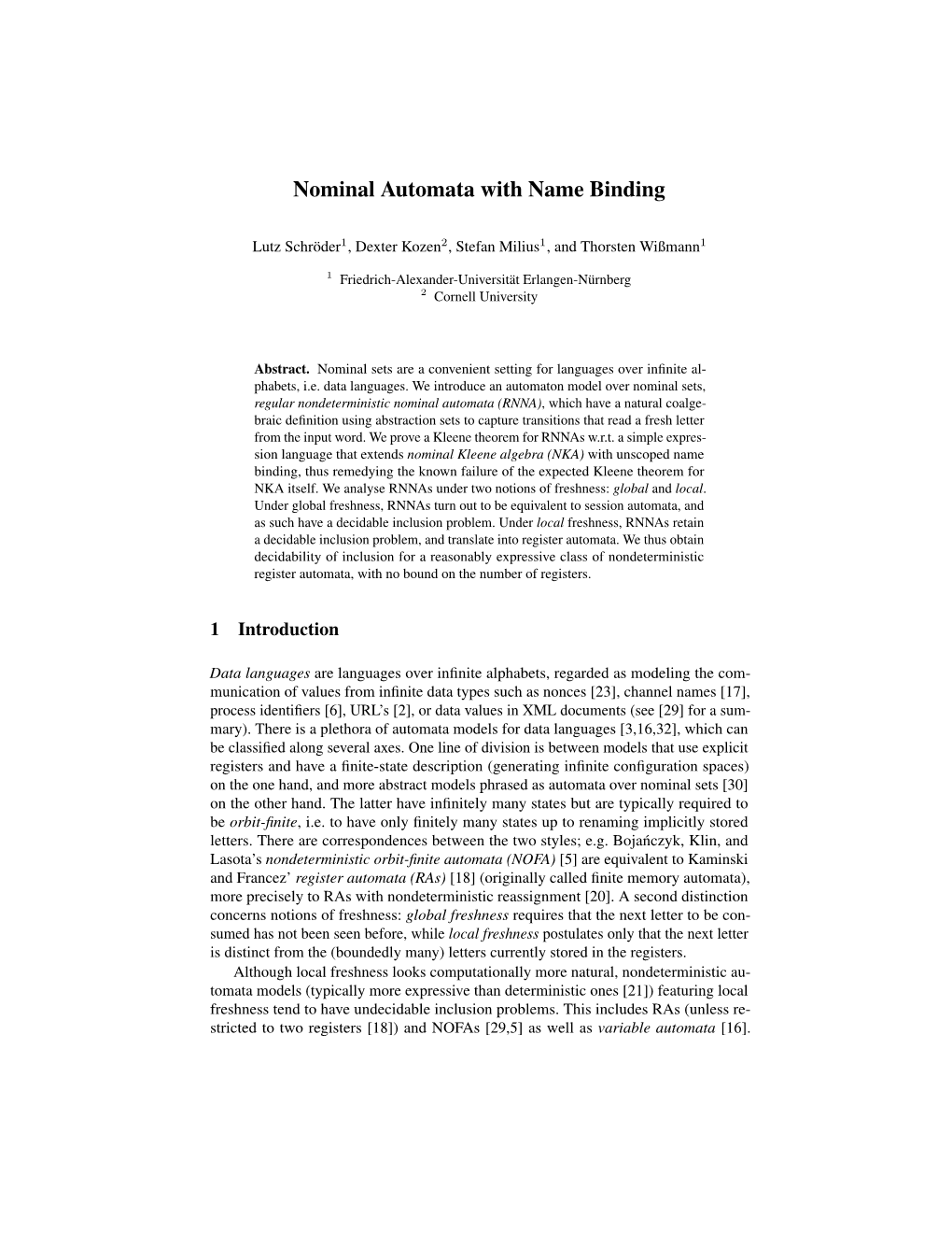 Nominal Automata with Name Binding