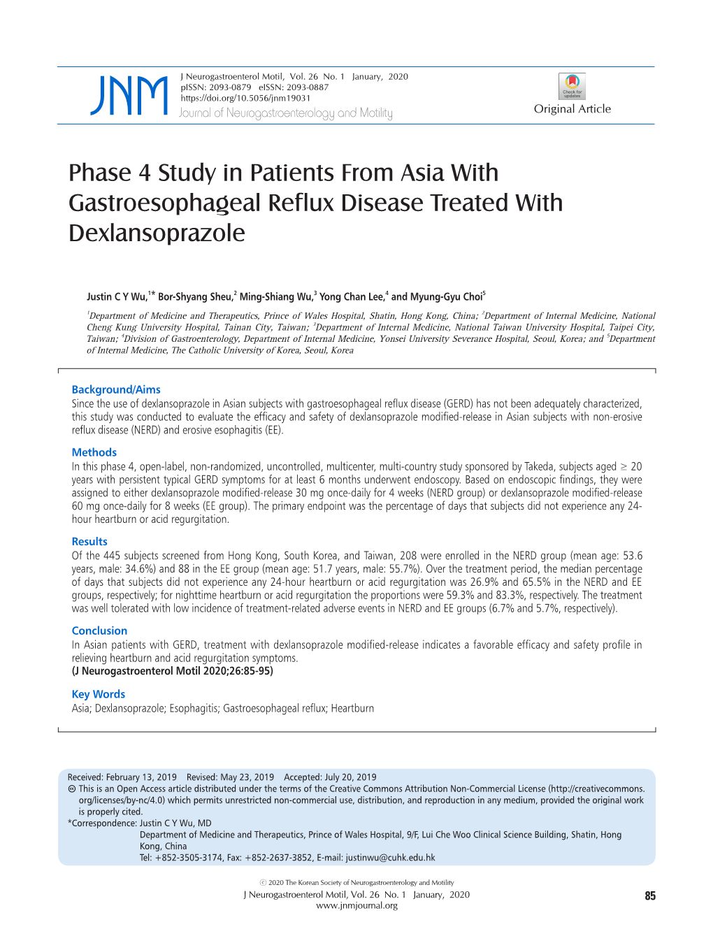 Phase 4 Study in Patients from Asia with Gastroesophageal Reflux Disease Treated with Dexlansoprazole