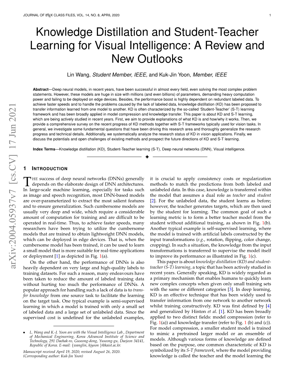 Knowledge Distillation and Student-Teacher Learning for Visual Intelligence: a Review and New Outlooks