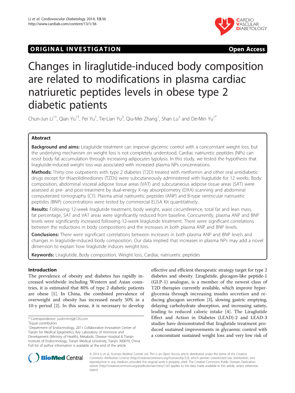 Changes in Liraglutide-Induced Body Composition Are Related To