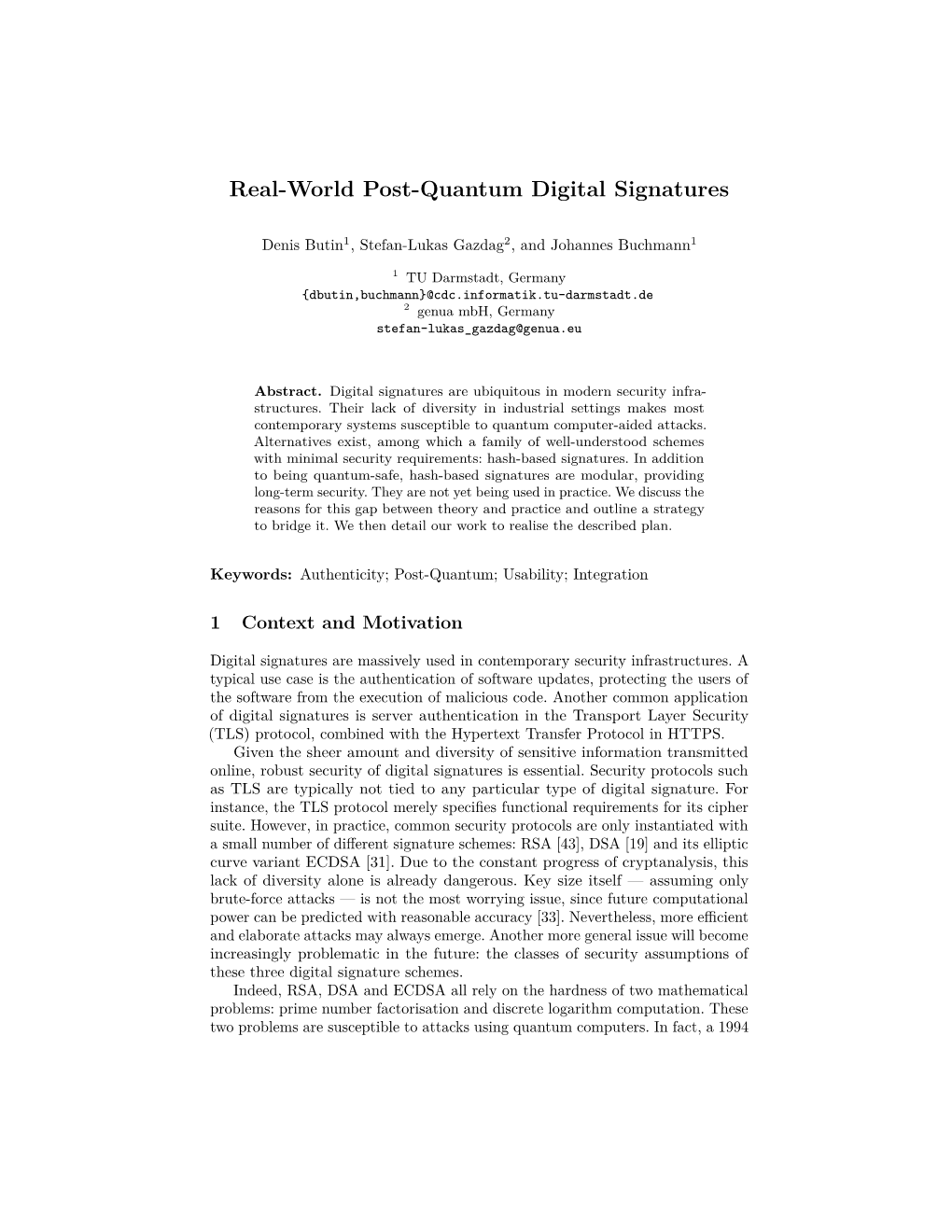 Real-World Post-Quantum Digital Signatures