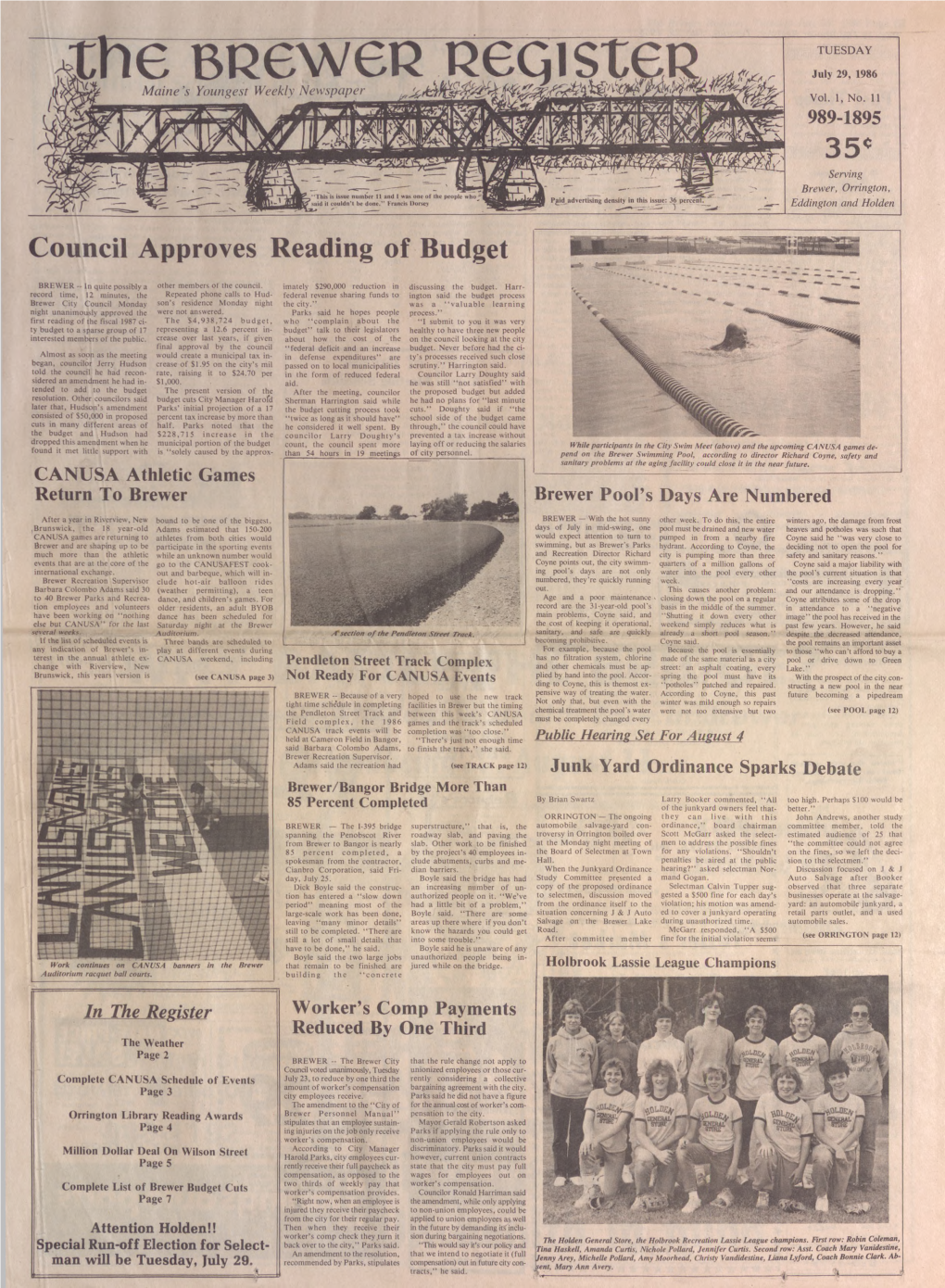 The Brewer Register : July 29, 1986