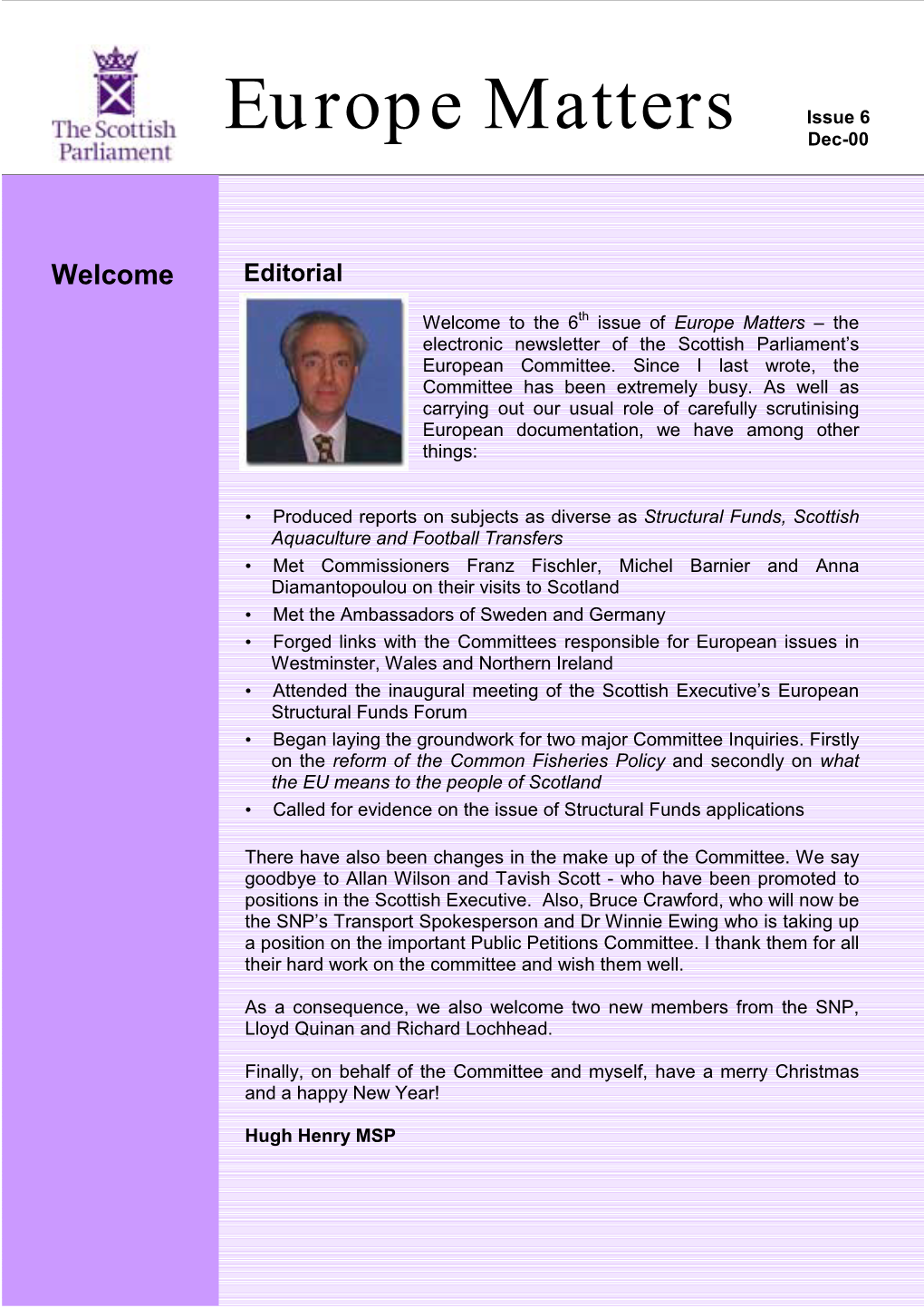 Europe Matters Issue 6 Dec-00