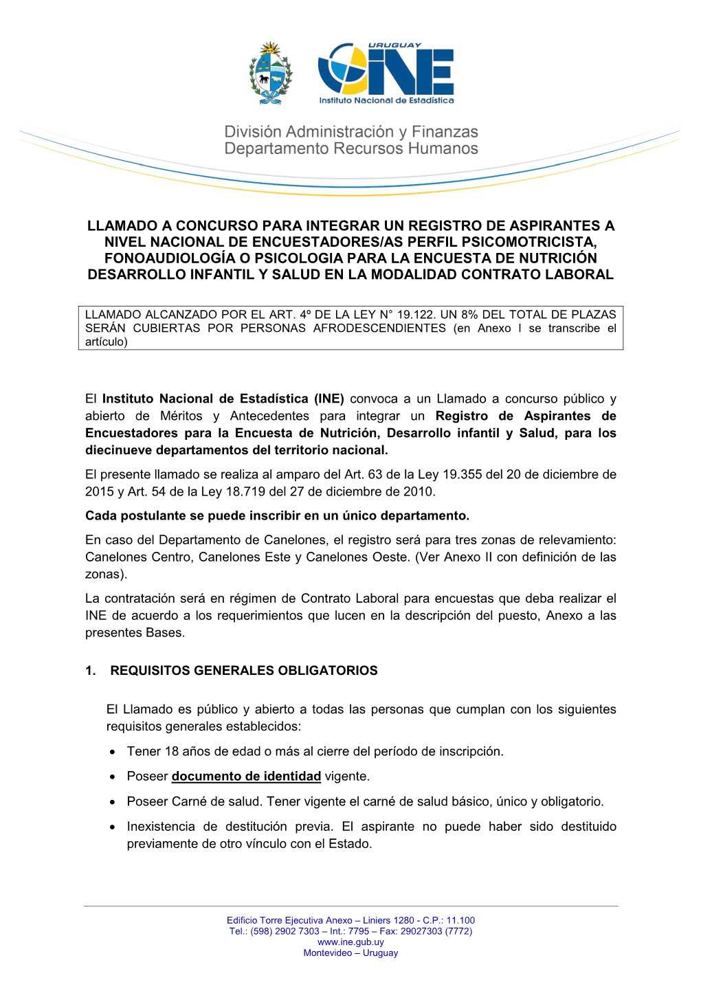 Llamado a Concurso Para Integrar Un Registro De