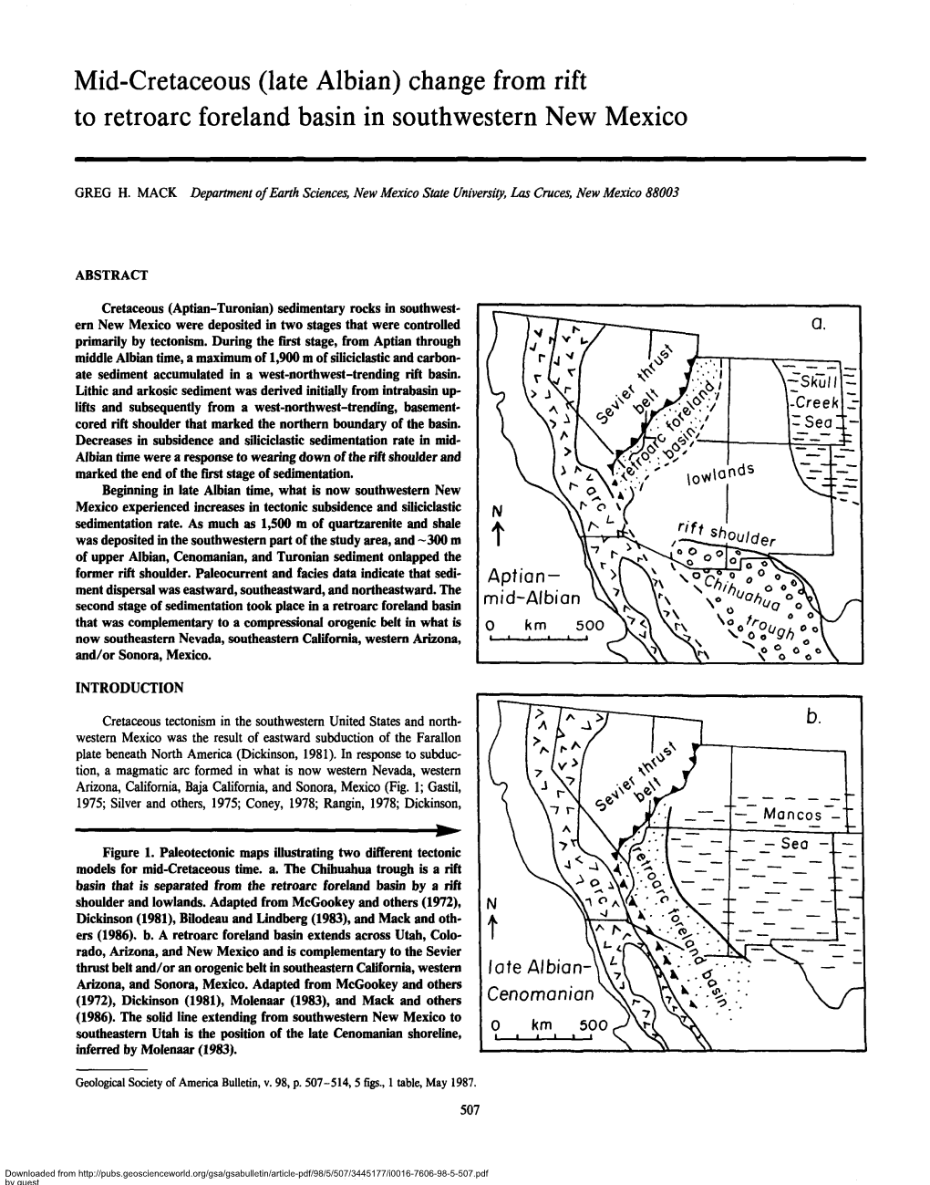 Change from Rift to Retroarc Foreland Basin in Southwestern New Mexico