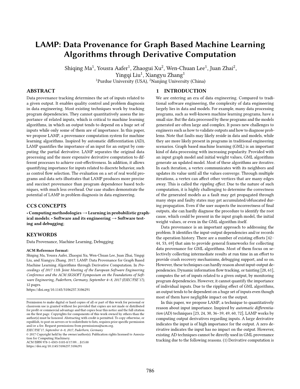 Data Provenance for Graph Based Machine Learning Algorithms Through Derivative Computation