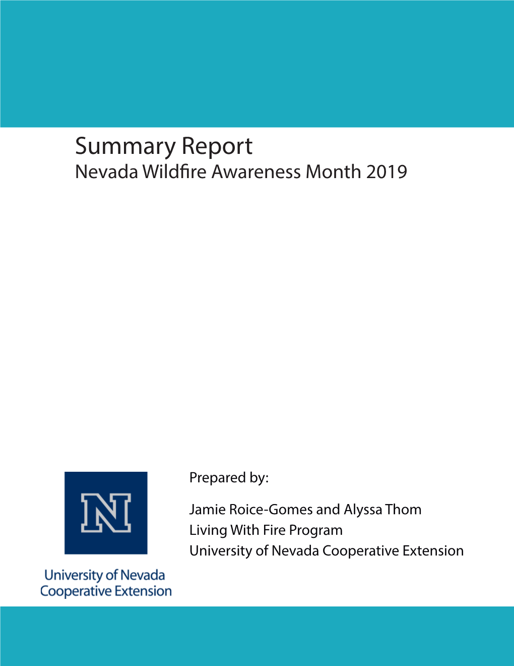 Summary Report Nevada Wildfire Awareness Month 2019
