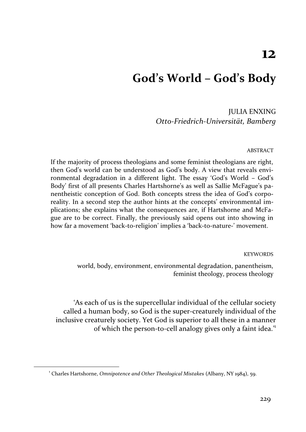 God's World – God's Body