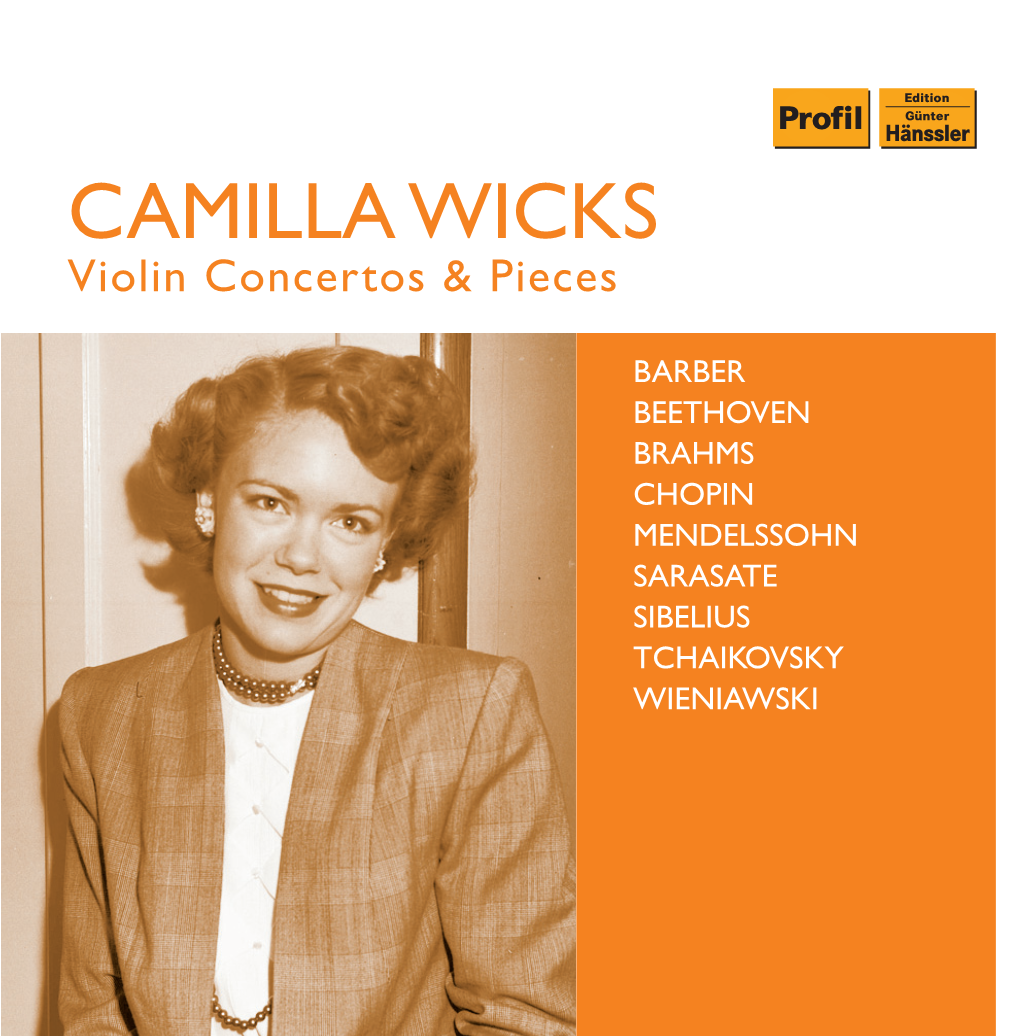 CAMILLA WICKS Violin Concertos & Pieces