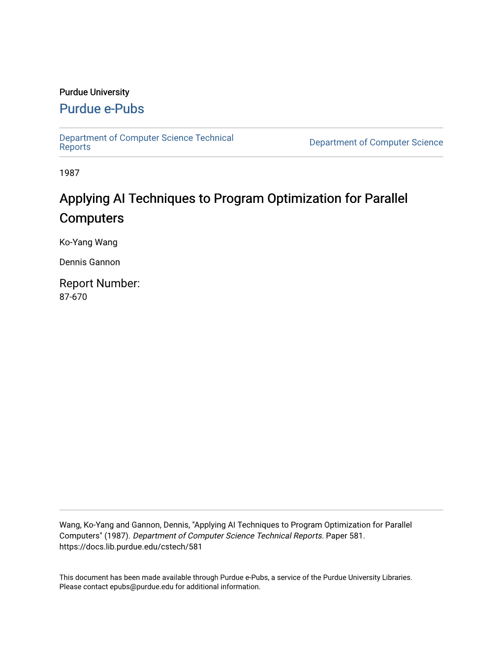 Applying AI Techniques to Program Optimization for Parallel Computers