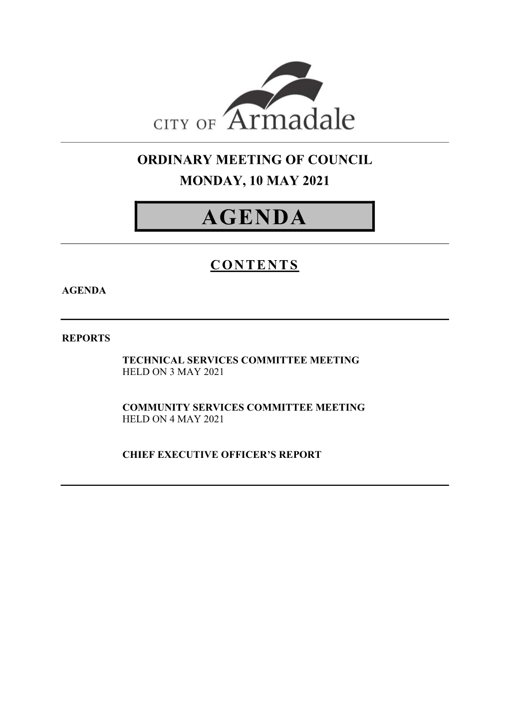 Agenda of Ordinary Council Meeting