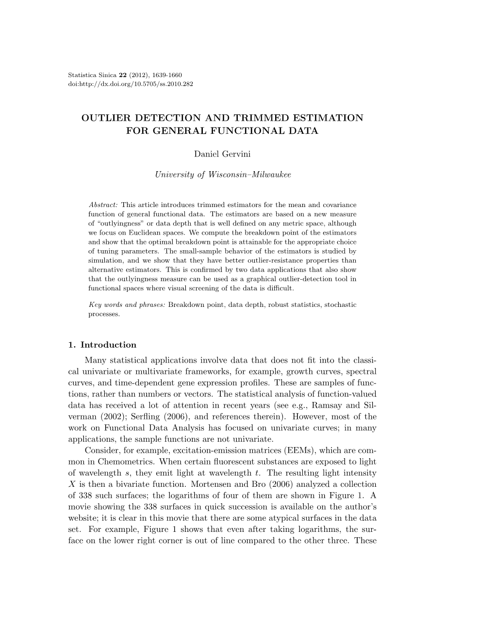 Outlier Detection and Trimmed Estimation for General Functional Data