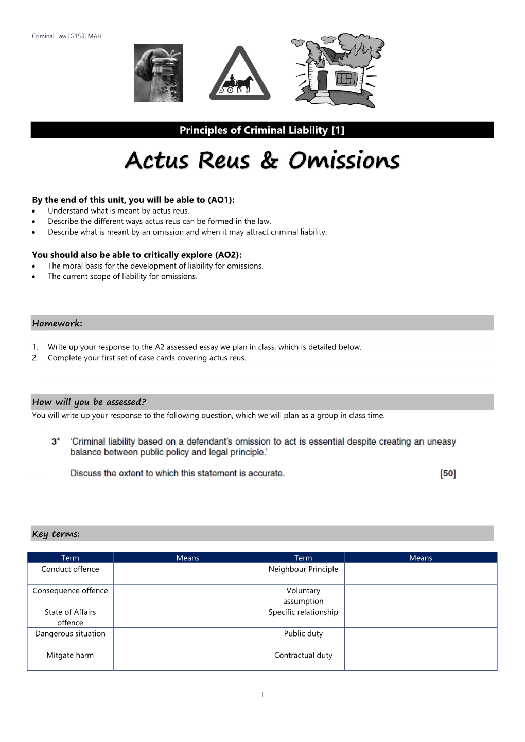 Actus Reus & Omissions