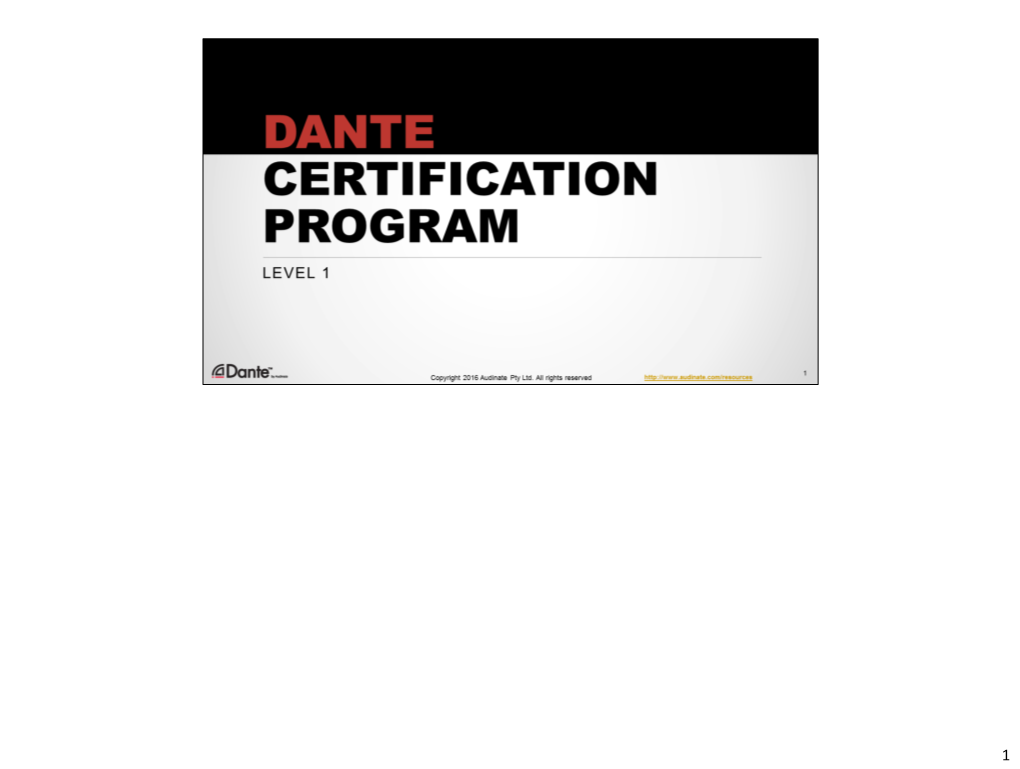 Dante Certification Program, Level 1