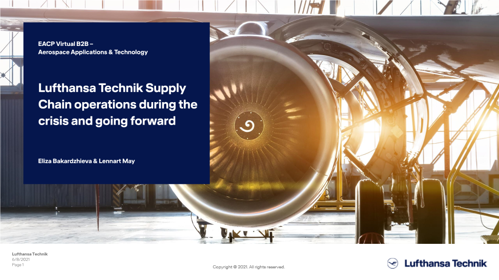 Lufthansa Technik Supply Chain Operations During the Crisis and Going Forward