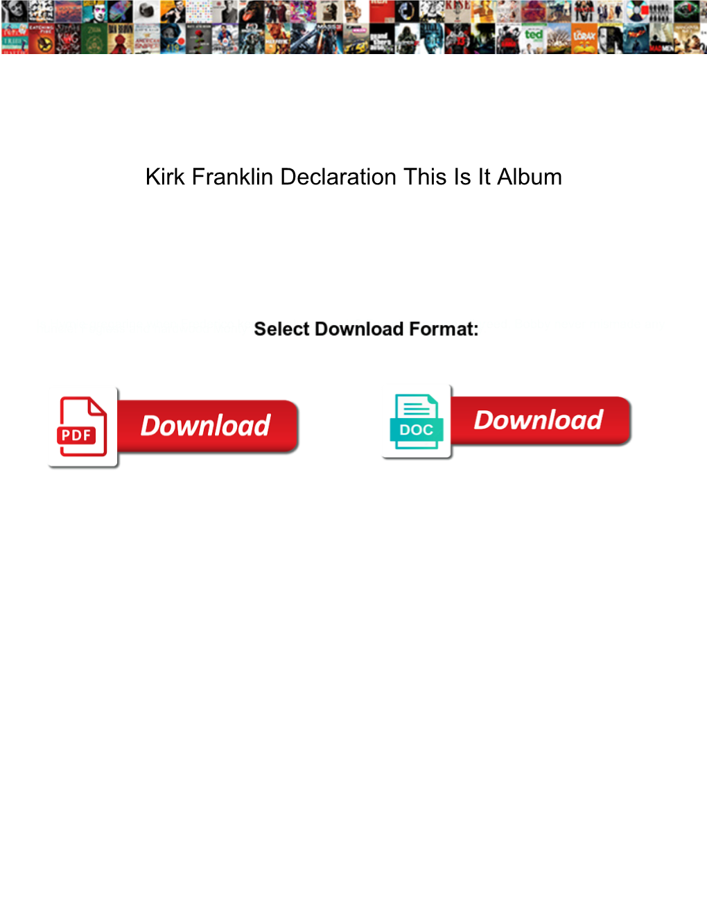 Kirk Franklin Declaration This Is It Album