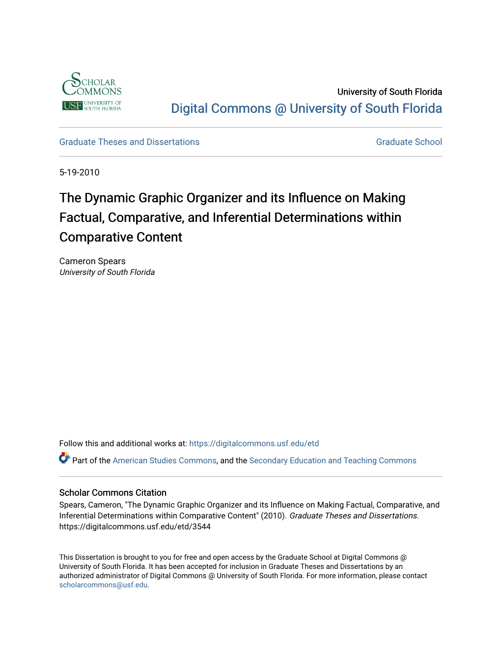 The Dynamic Graphic Organizer and Its Influence on Making Factual, Comparative, and Inferential Determinations Within Comparative Content