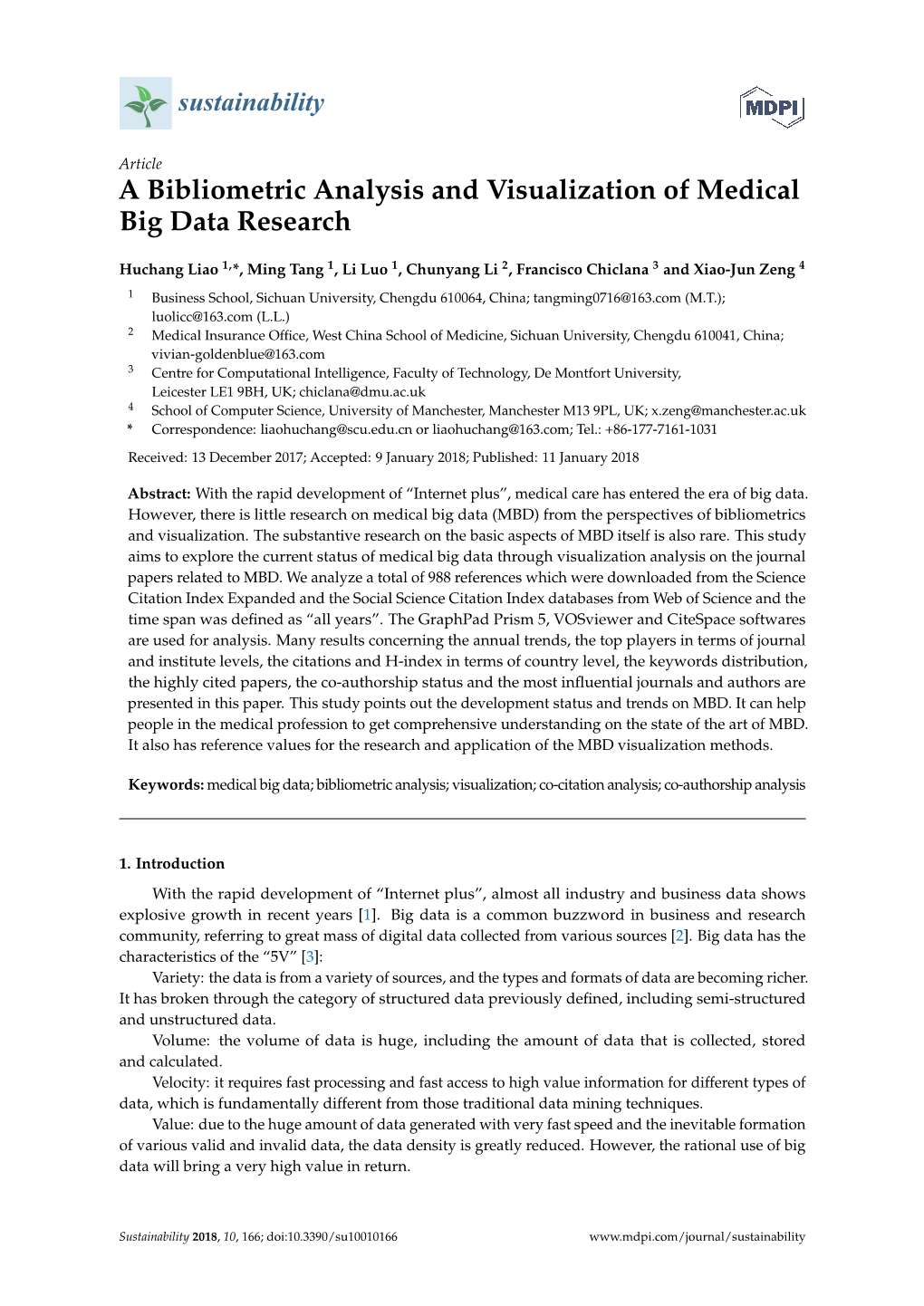 A Bibliometric Analysis and Visualization of Medical Big Data Research