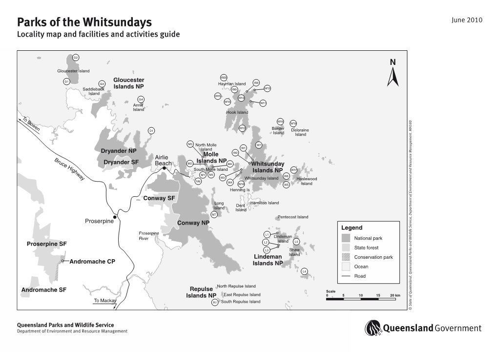 Parks of the Whitsundays June 2010 Locality Map and Facilities and Activities Guide