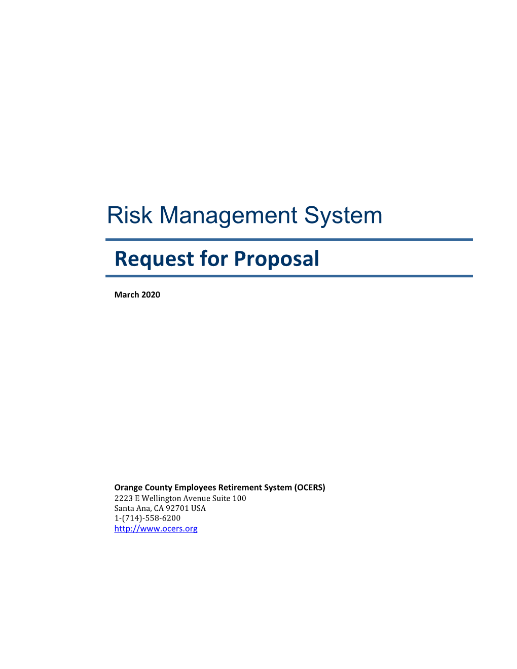 Risk Management System Request for Proposal