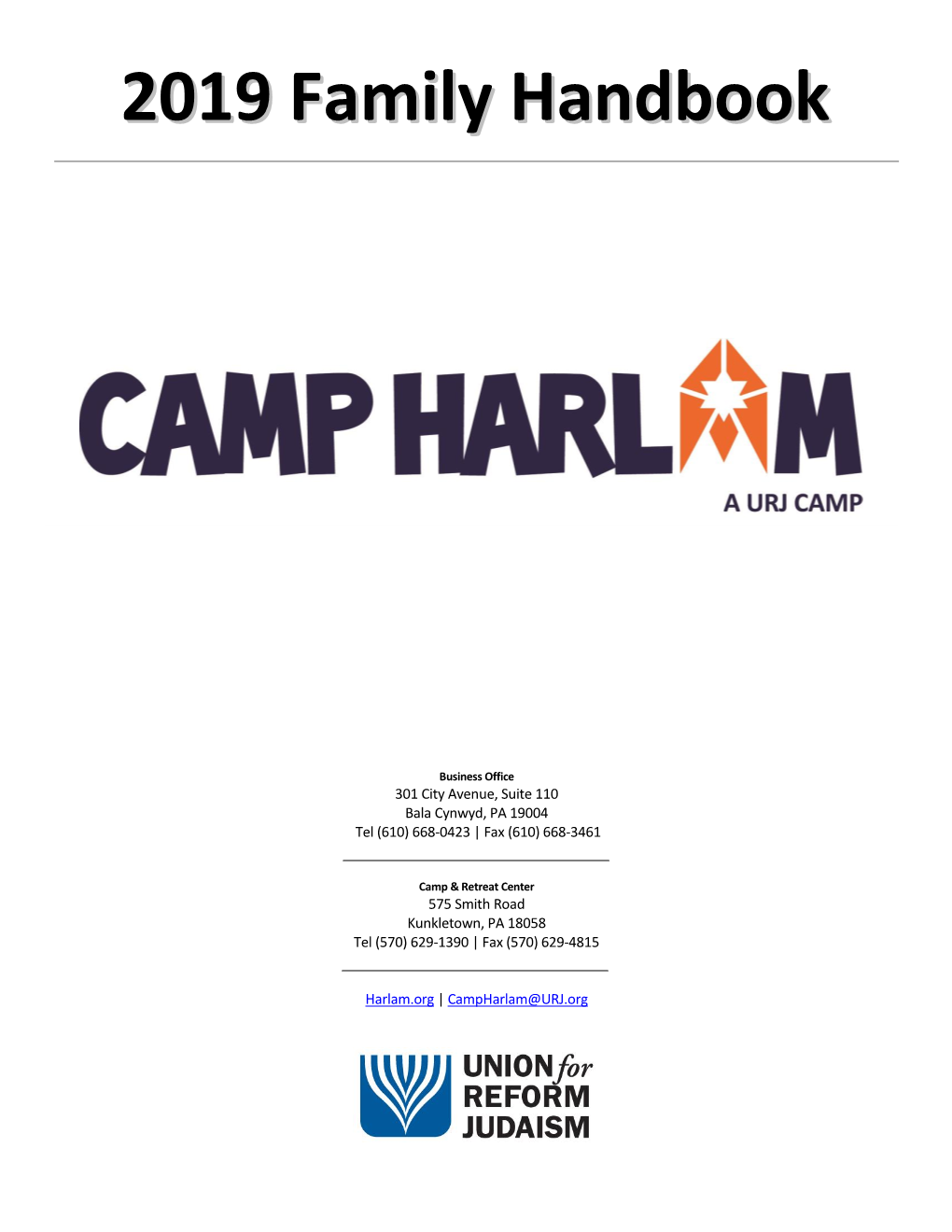 Camp Harlam Family Handbook