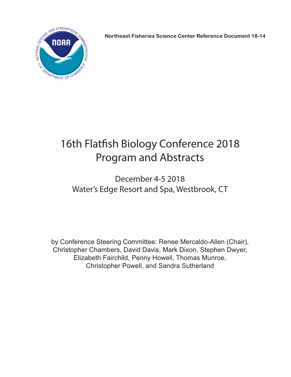 16Th Flatfish Biology Conference 2018 Program and Abstracts