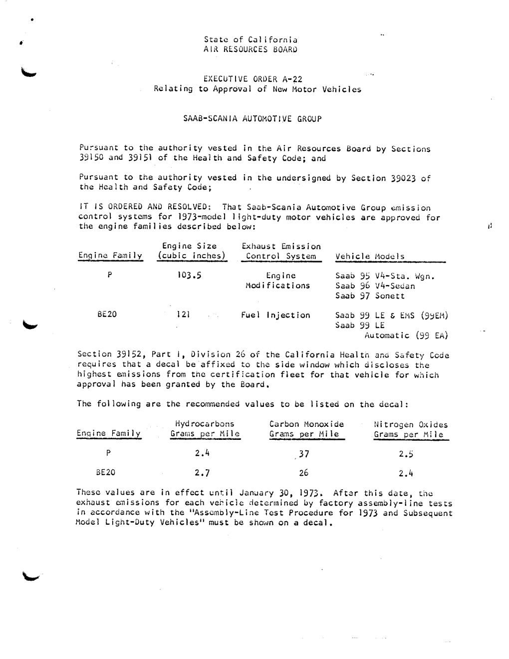 Pursuant to the Authority Vested in the Undersigned by Section 39023 of the Health and Safety Code;