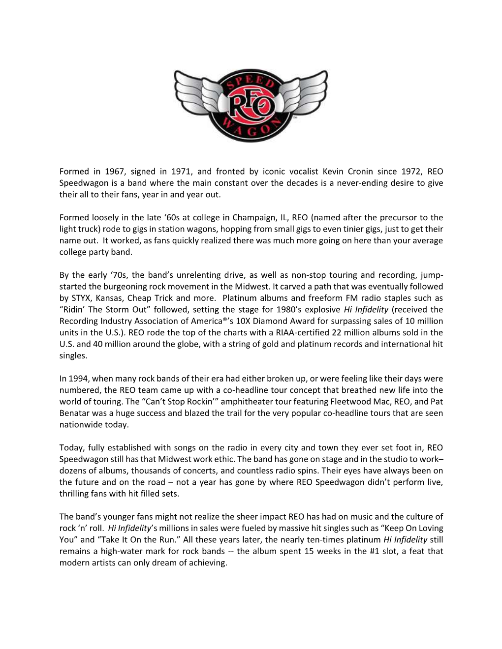 REO Speedwagon Bio 2019 F