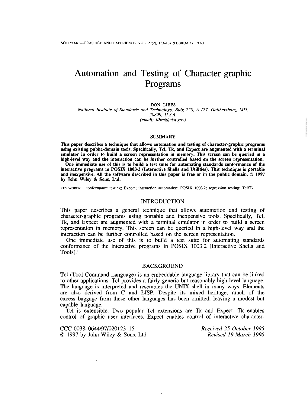 Automation and Testing of Character-Graphic Programs