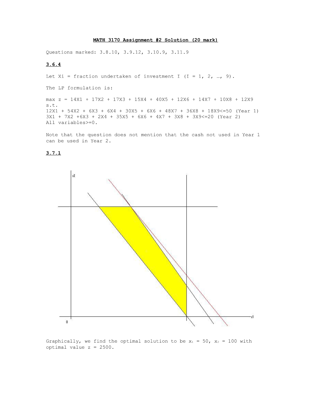 MATH 3170 Assignment 1 Solution